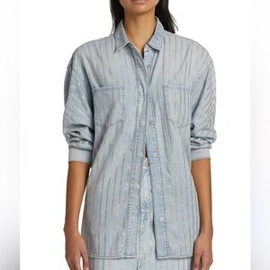 Tracy Ms.Sofiane Cristal embellished classic denim shirt , size S,new